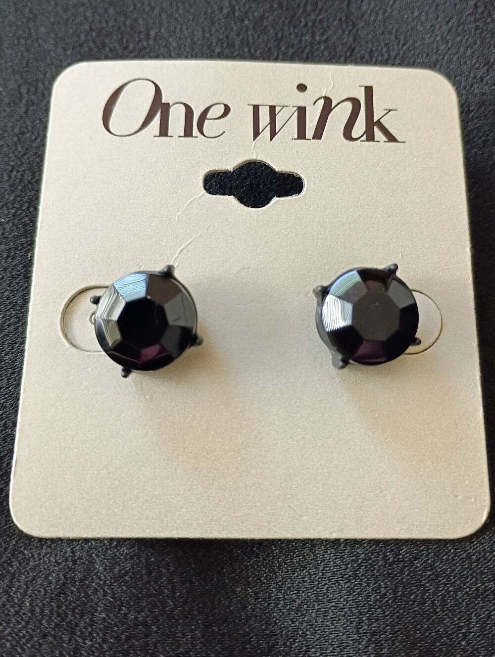 Black Stud Earrings Women Faceted Round Minimalist Gothic Emo Fashion Jewelry
